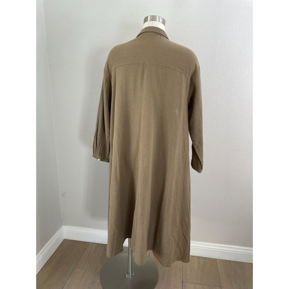 Samansa Mos2 Womens OS Button Up Long Dress Cotton Linen Minimalist Lagenlook - Picture 9 of 9